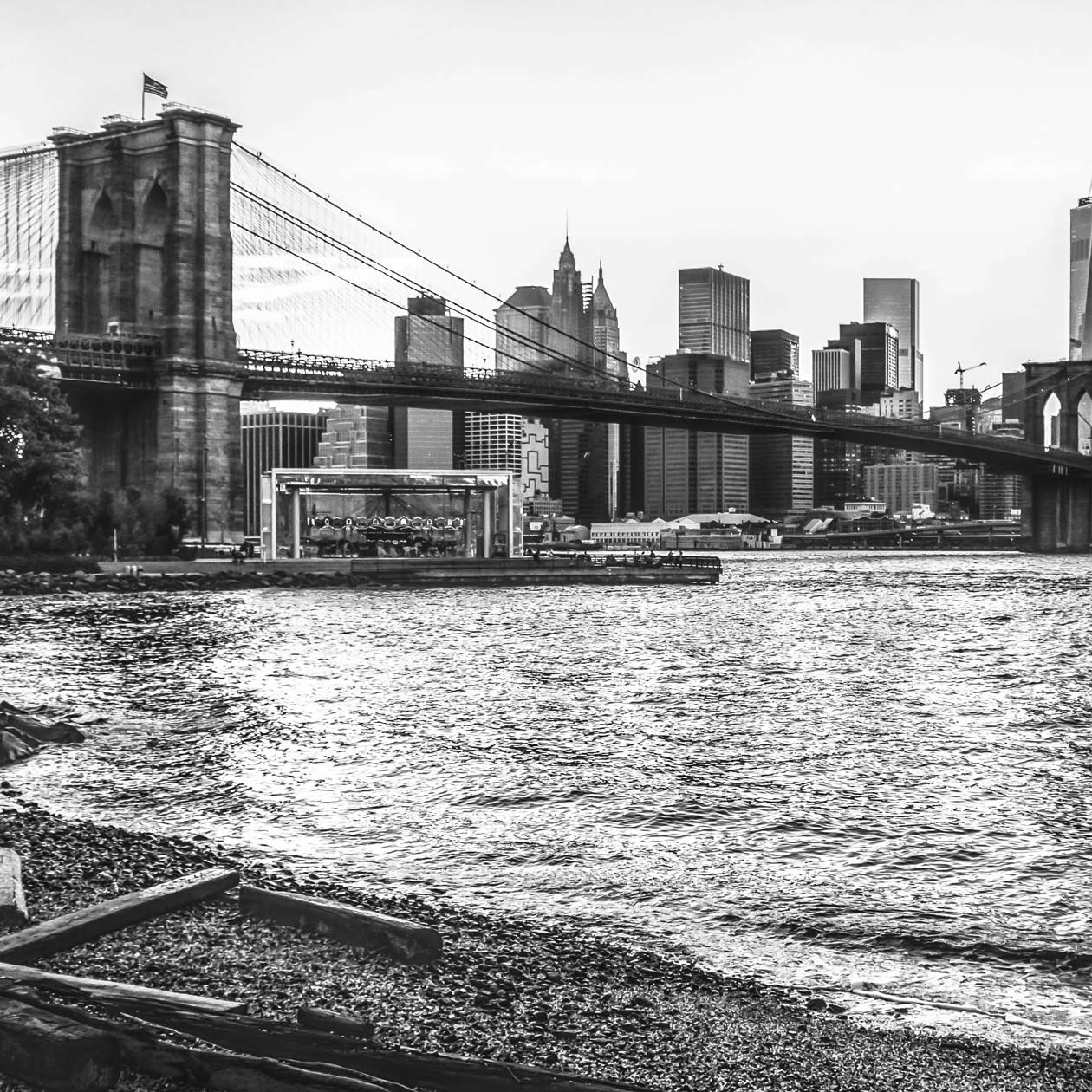 Brooklyn Bridge and Jane's Carouse below it