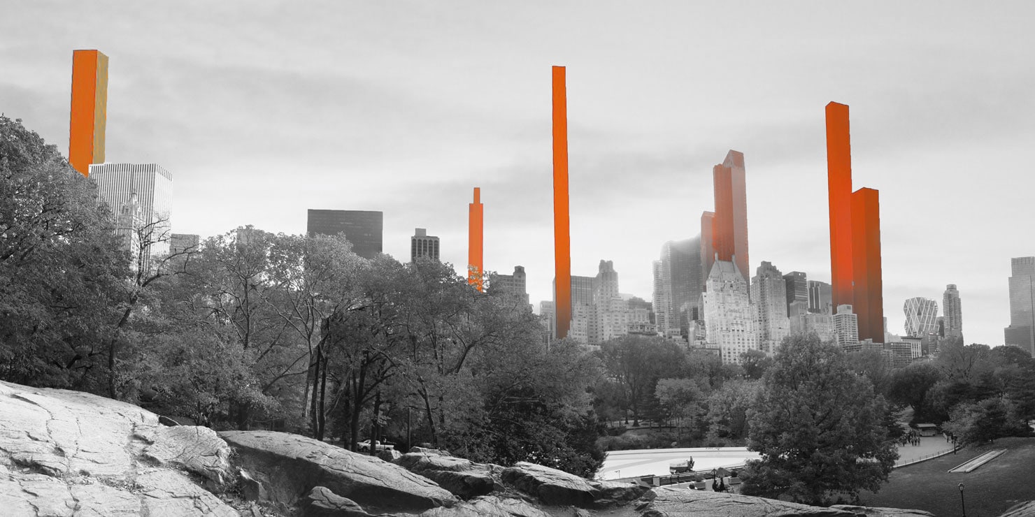 Illustration of Manhattan skyline with super-tall buildings