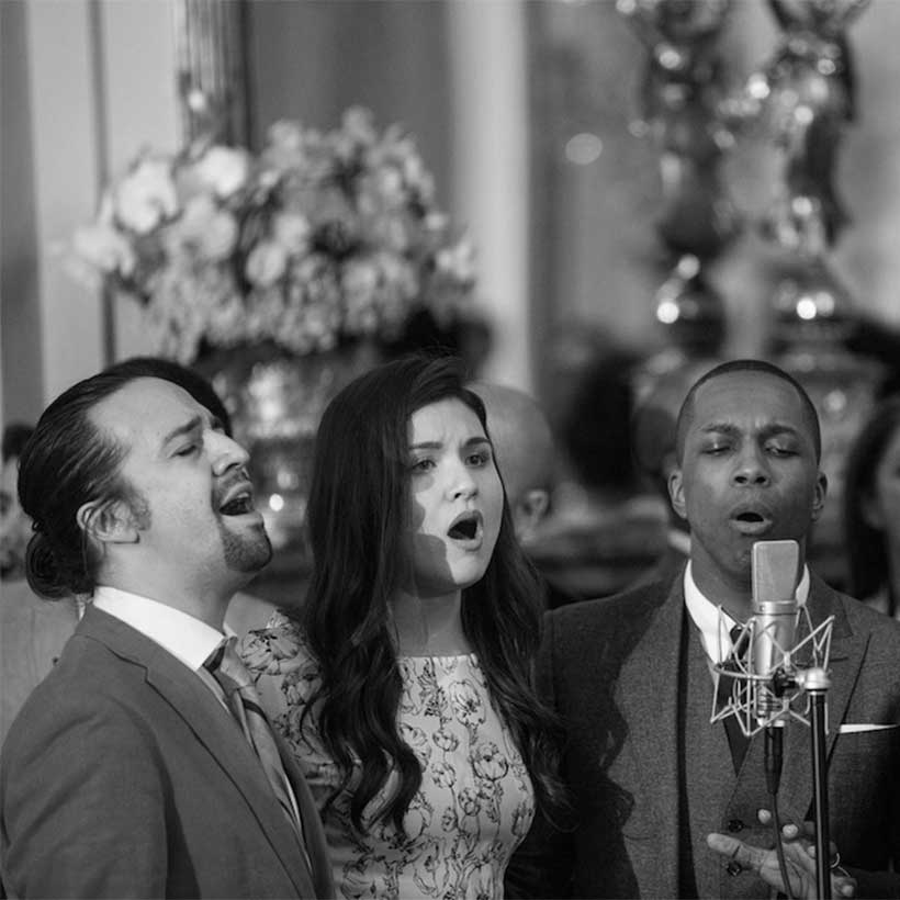 Hamilton cast members perform musical selections at the White House, 2016. L-R: Lin-Manuel Miranda, Phillipa Soo, Leslie Odom, Jr., and Christopher Jackson. Photo: The White House, Amanda Lucidon.