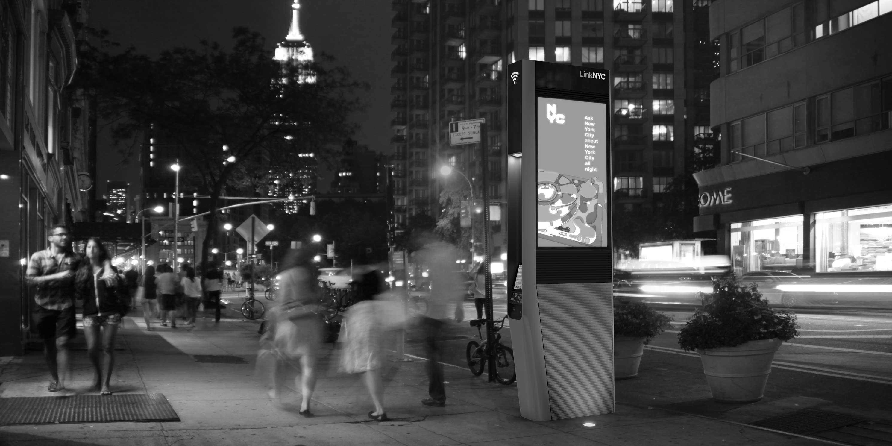 Rendering of a LinkNYC Wifi kiosk. Photo: LinkNYC.