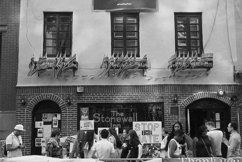 A celebration at the Stonewall Inn on Pride Weekend in 2016, the day after President Obama announced the Stonewall National Monument. Photo: Wikimedia Commons, Rhododendrites.