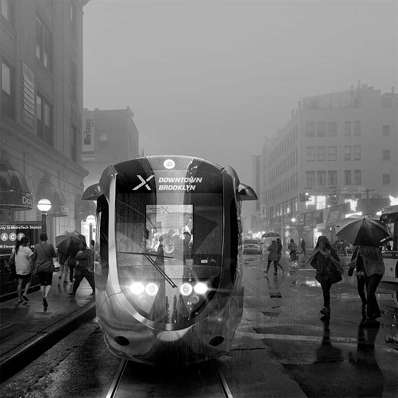 Rendering of the BQX from the advocacy group Friends of the Brooklyn Queens Connector.