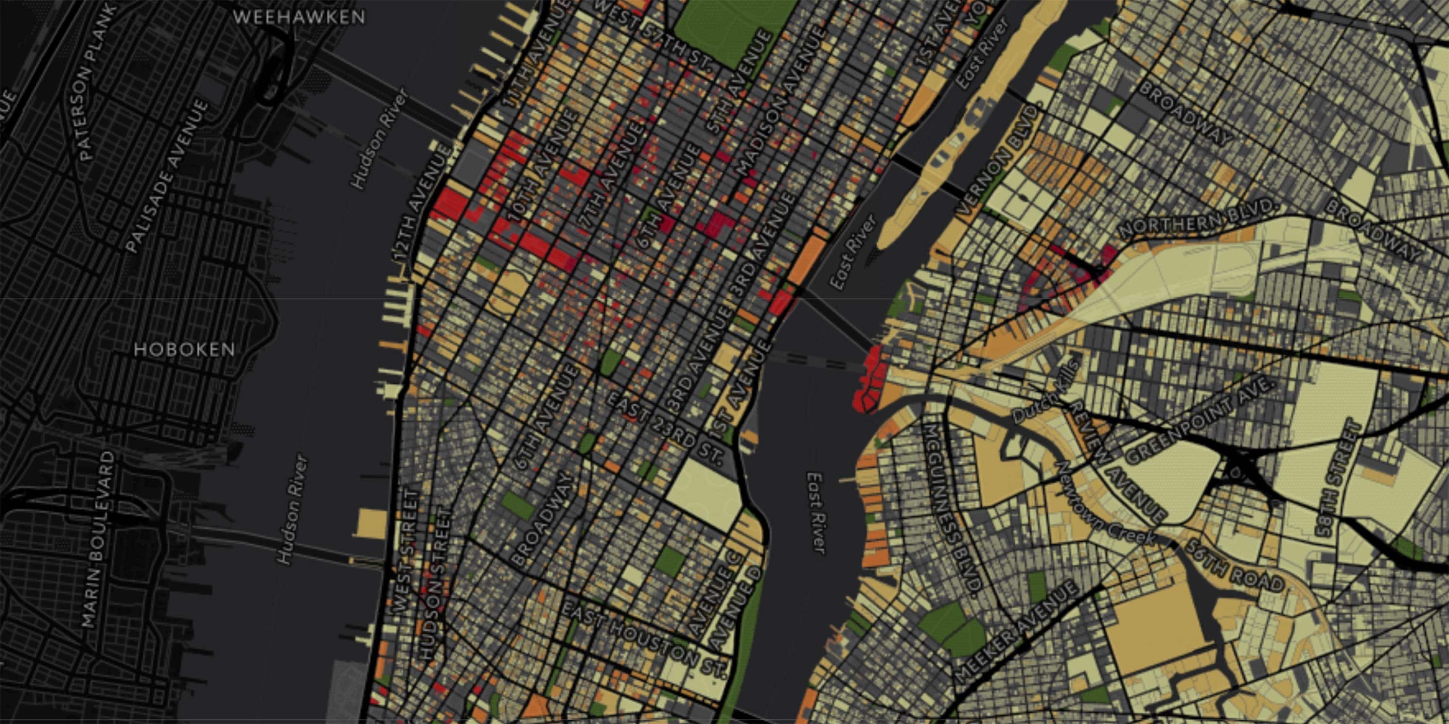 illustration showing skyline by neighborhood