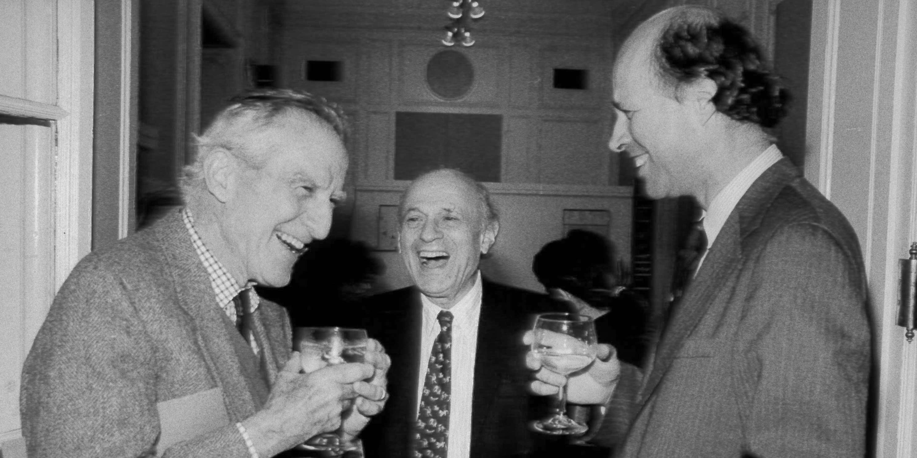 Brendan Gill, Arthur Ross, and Kent Barwick at party