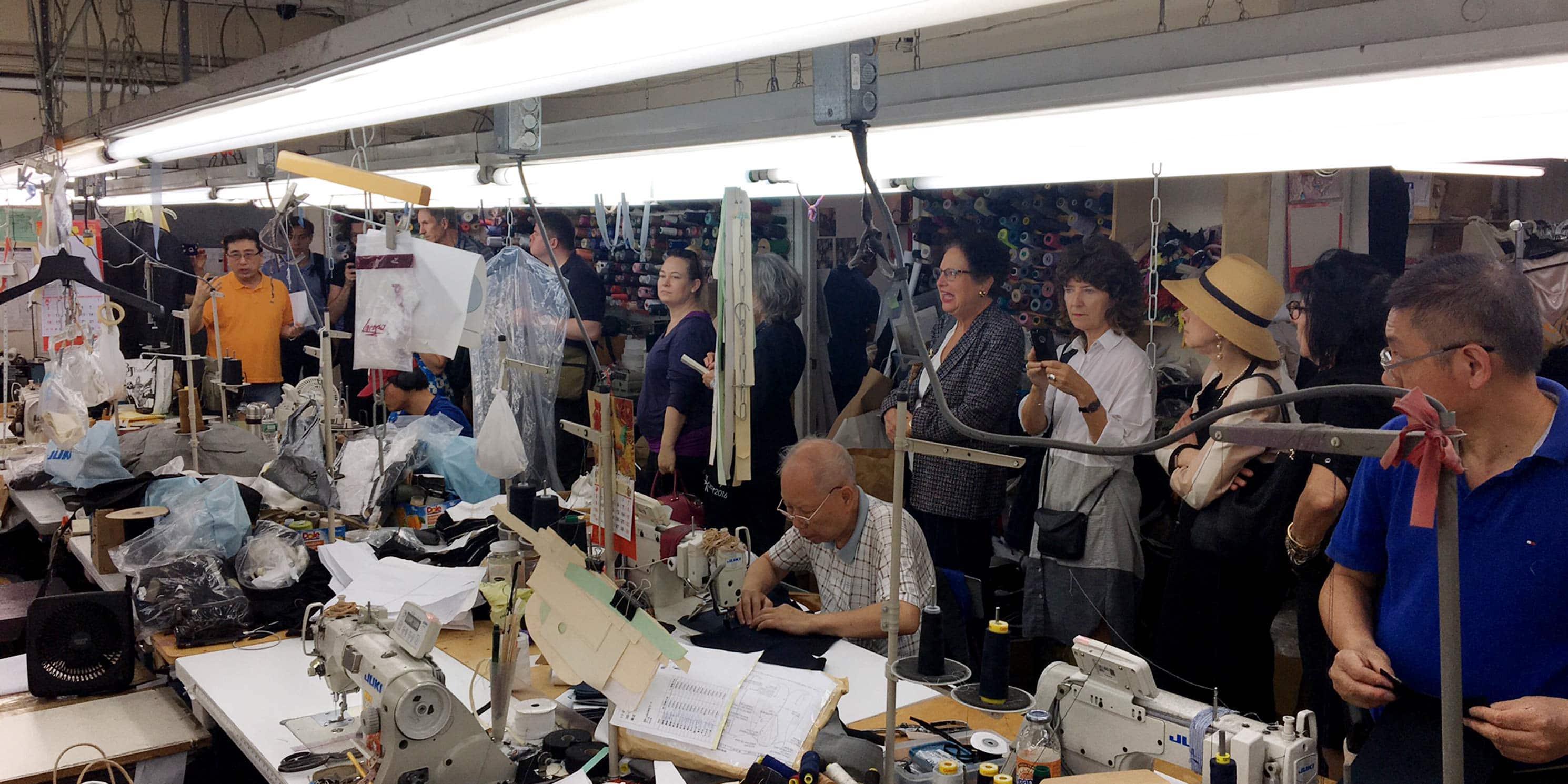 workers in the Garment District at sewing machines