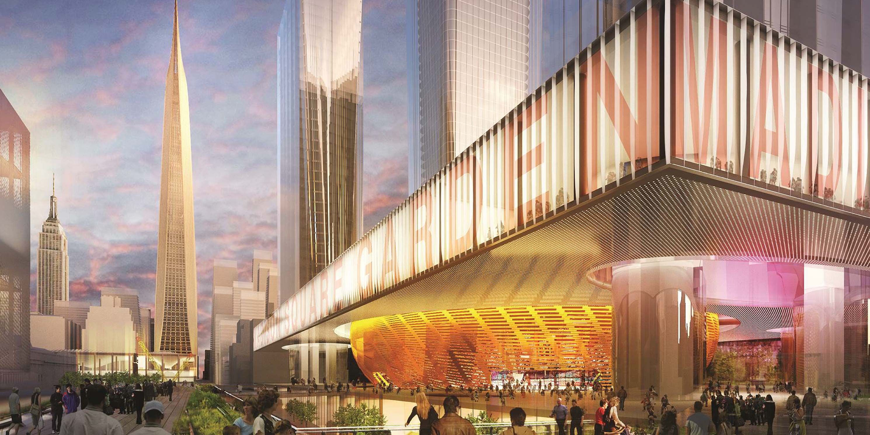 Rendering, the exterior of a future Madison Square Garden