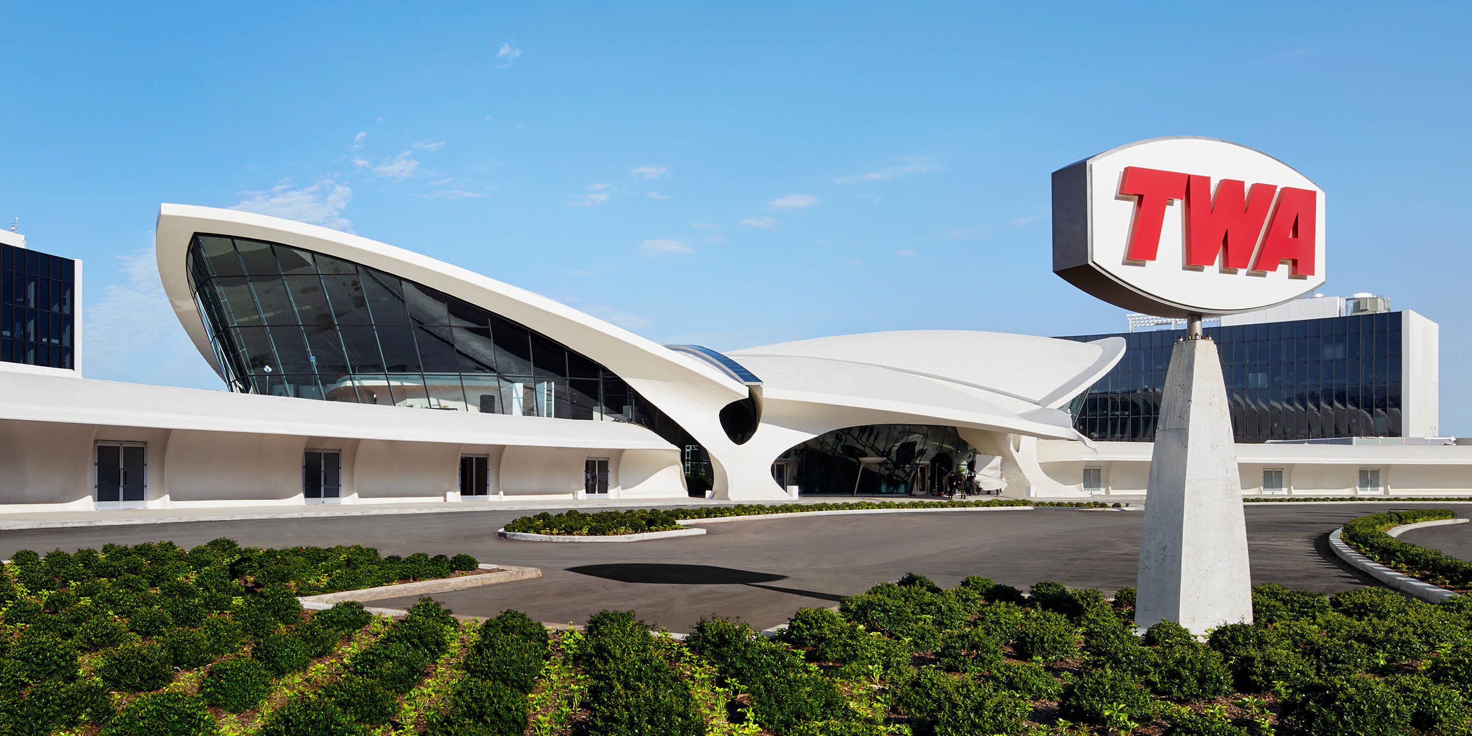 exterior of the TWA Hotel at JFK Airport