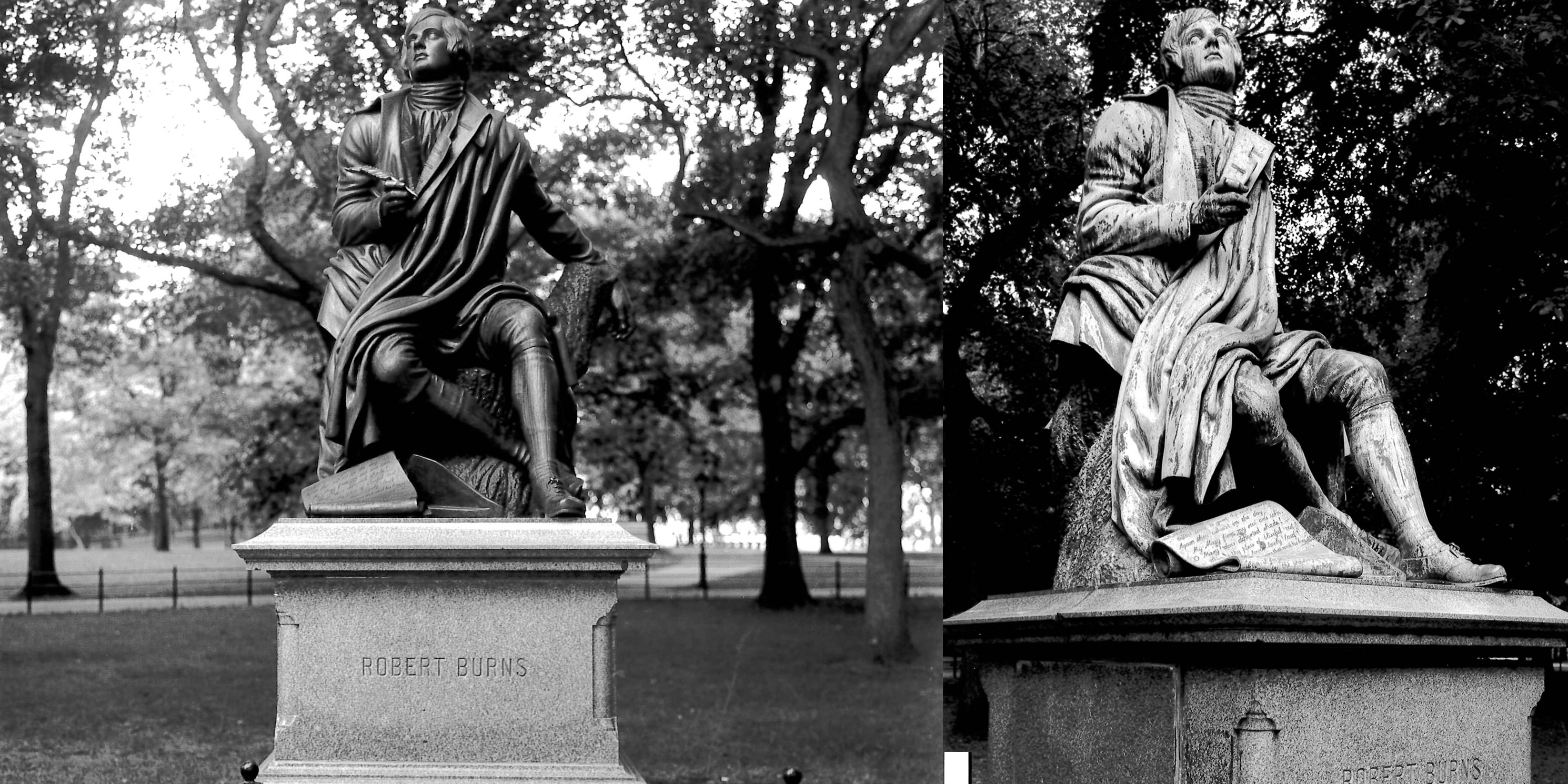 Robert Burns Monument before and after its restoration