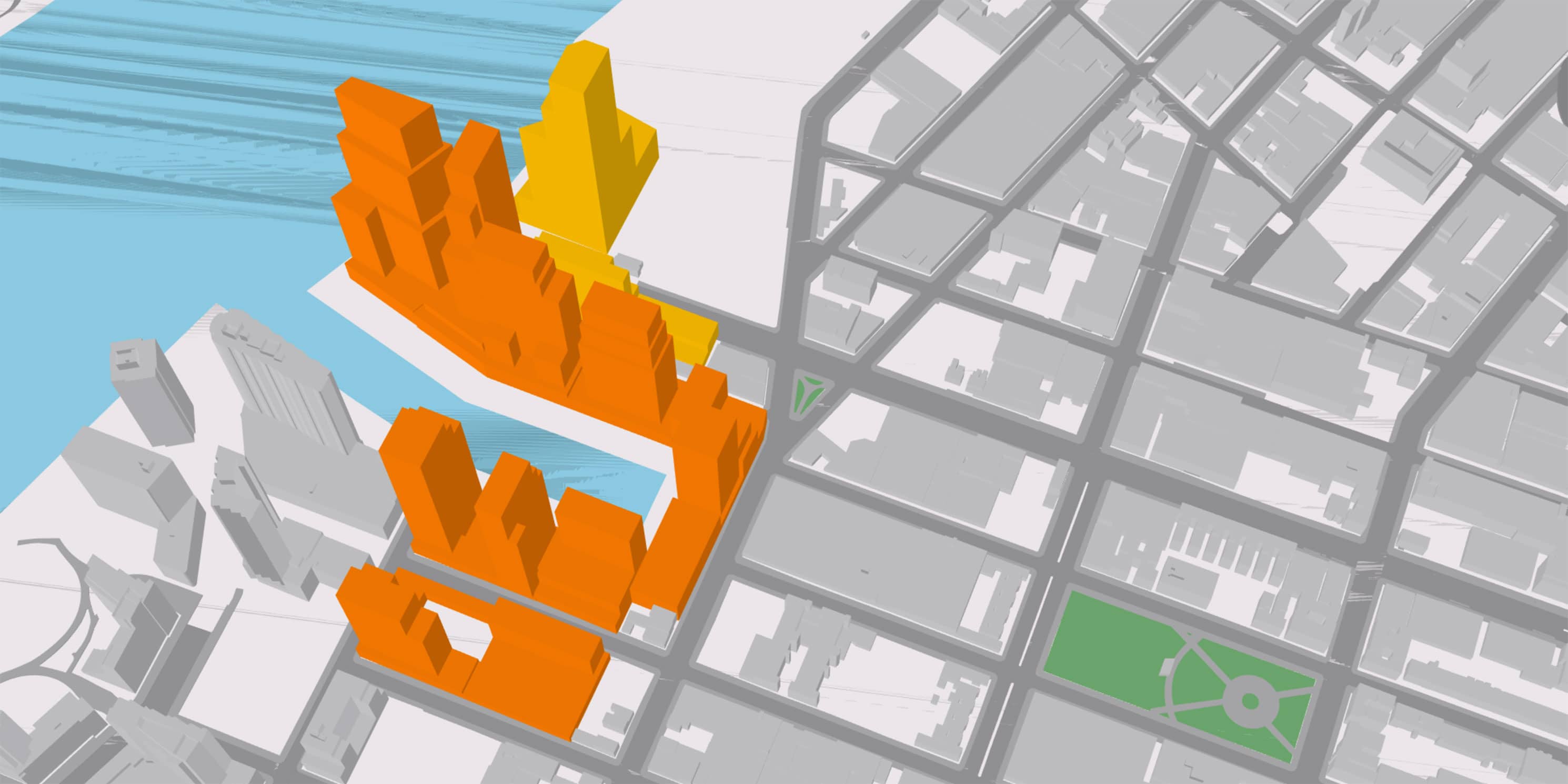 3D Interactive model based on RWCDS I and estimated massing for LIC Waterfront Project