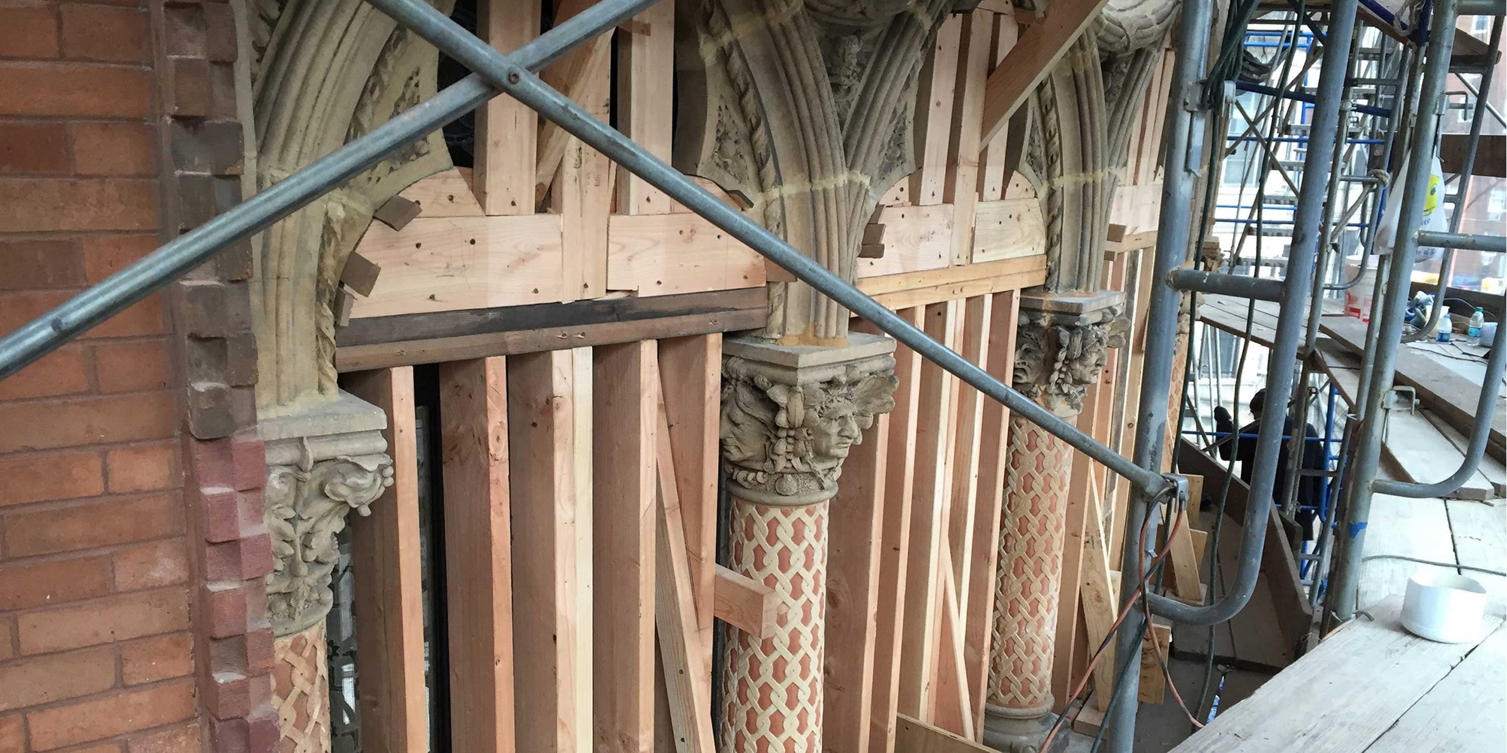 Montauk Club windows under restoration