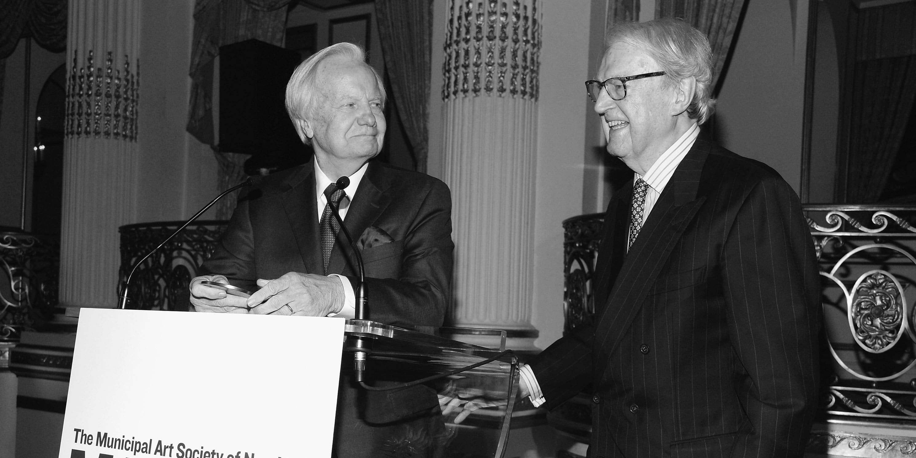 William vanden Heuvel and Bill Moyers at the 2016 Gala