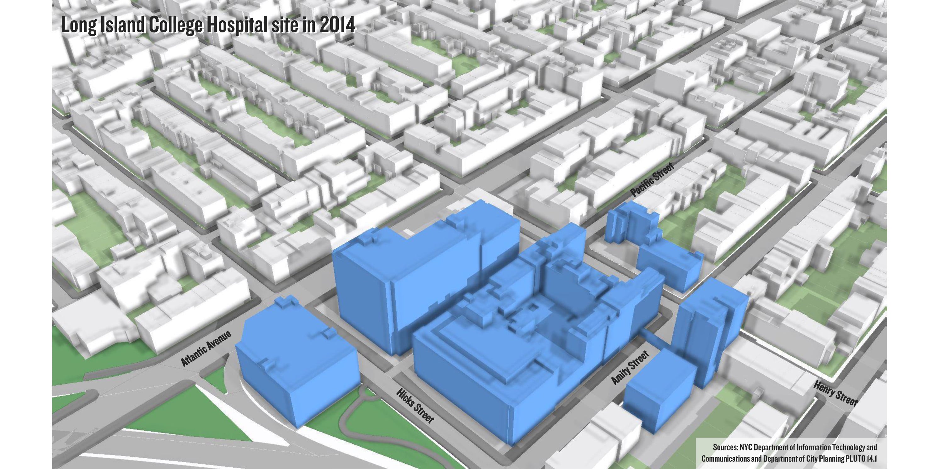 map of the Long Island College Hospital site in 2014