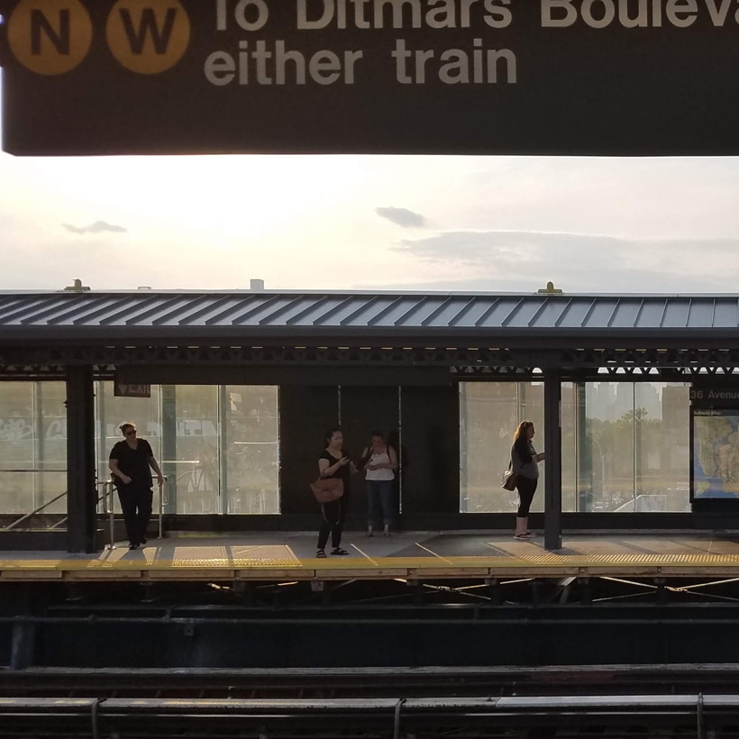 platform at a renovated subway station in Astoria, Queens