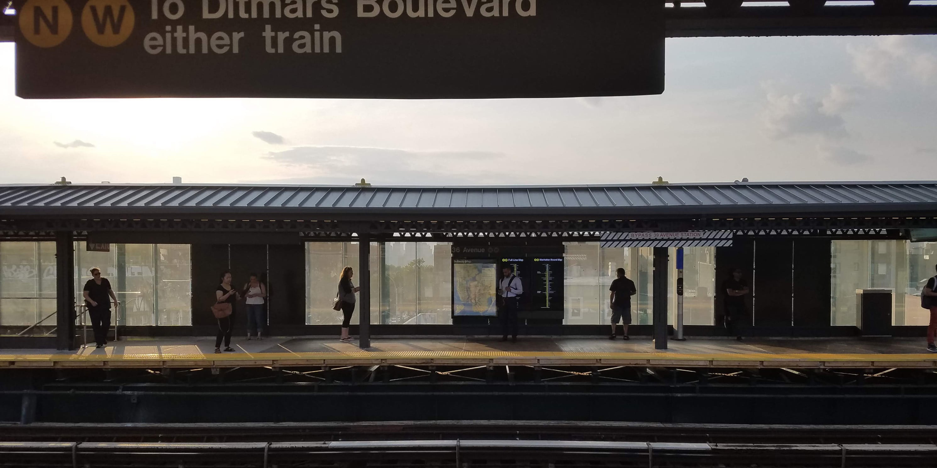 platform at a renovated subway station in Astoria, Queens