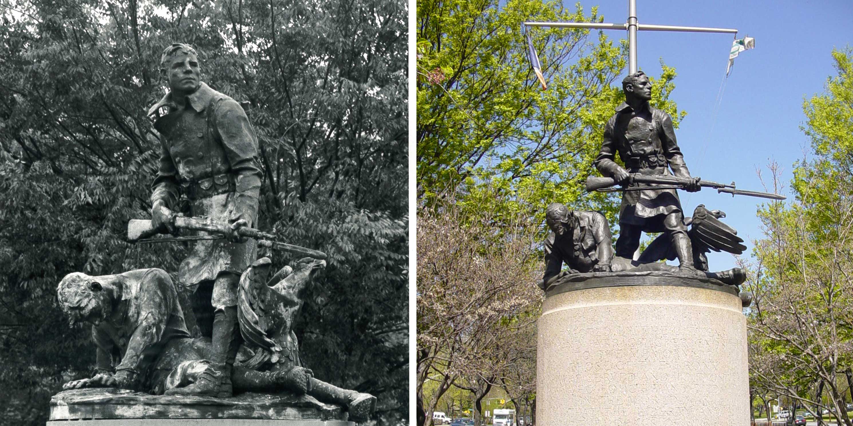 The World War I Bronx Victory Memorial before and after restoration