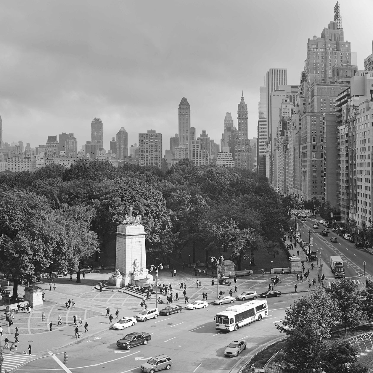 high angle view of the Columbus Statue and Columbus Circle