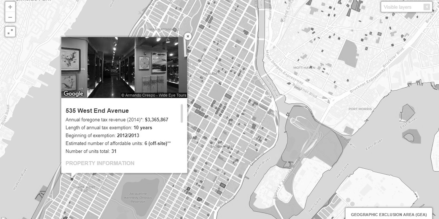 Map of 421-A properties in Manhattan