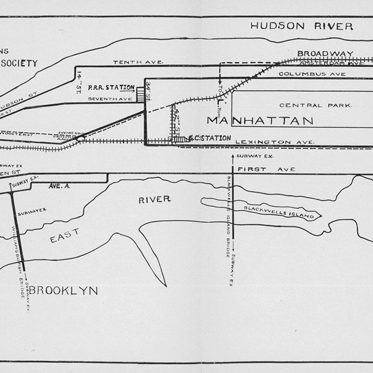 Vintage transit map for New York City