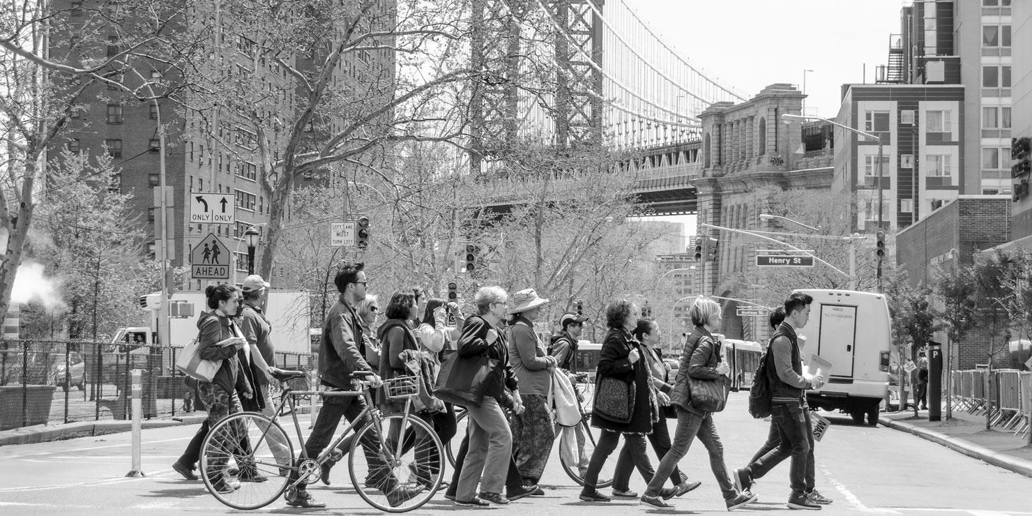 People on a walking tour in New York City