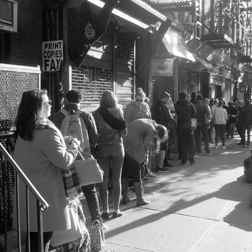 New Yorkers line up to vote on East 10th Street in Manhattan in November of 2016. Photo: Wikimedia Commons, Janine and Jim Eden.