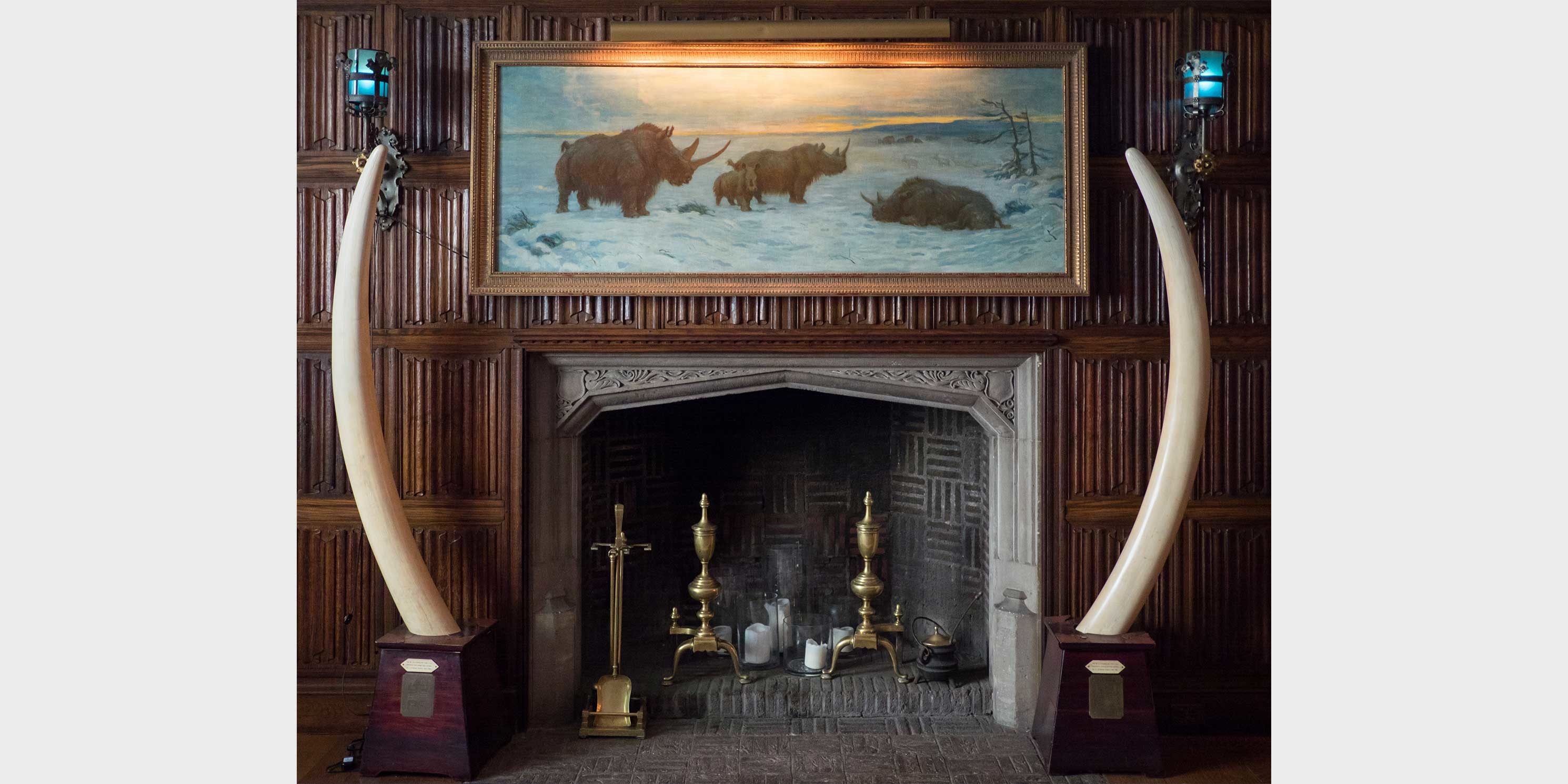 fireplace at the Explorers Club