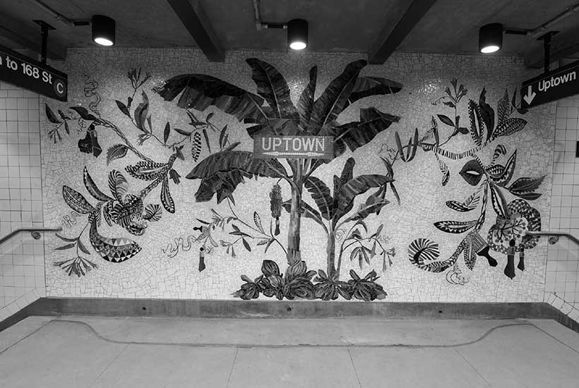 tile mural in subway station