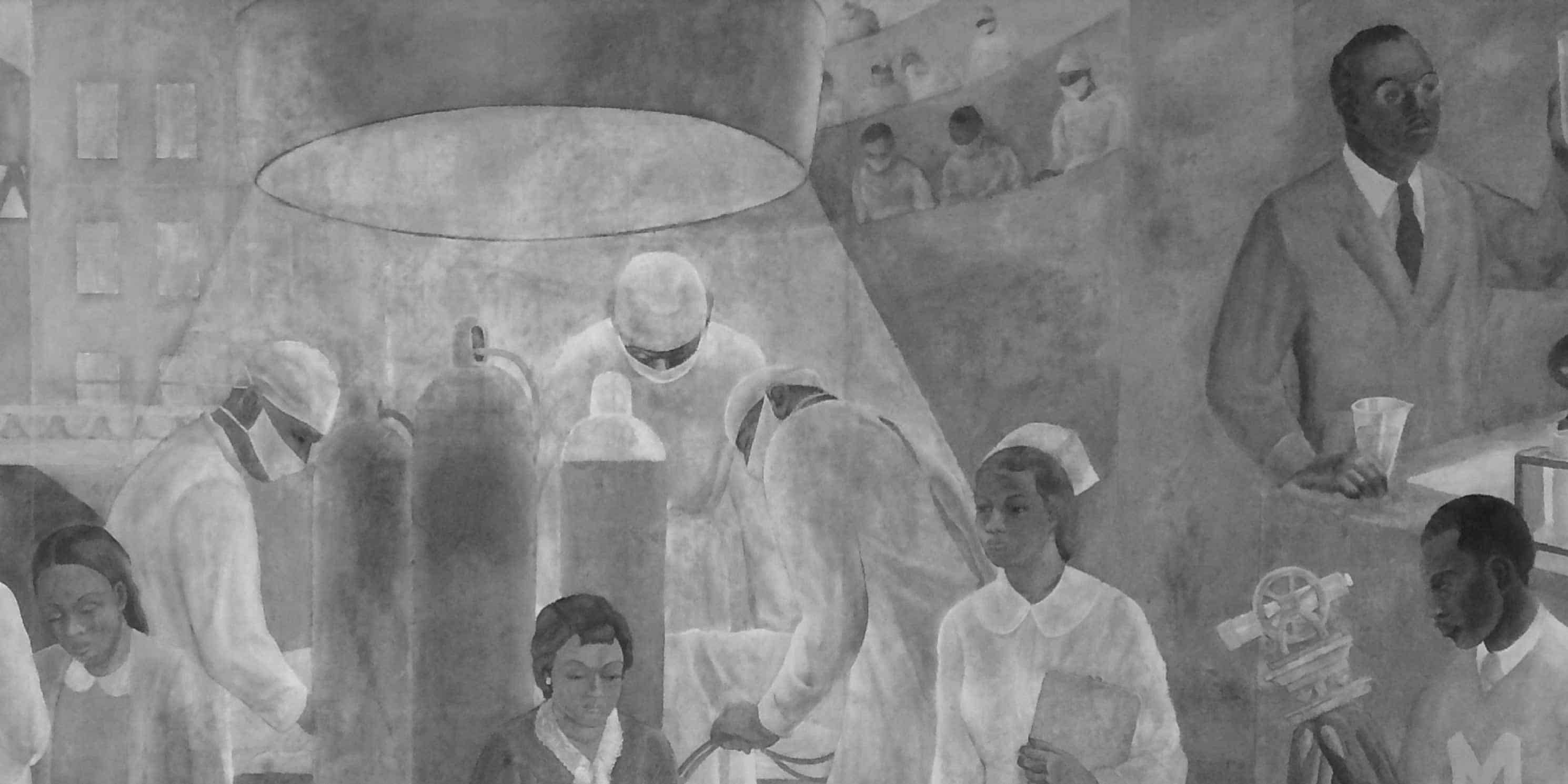 mural of medical staff in Harlem