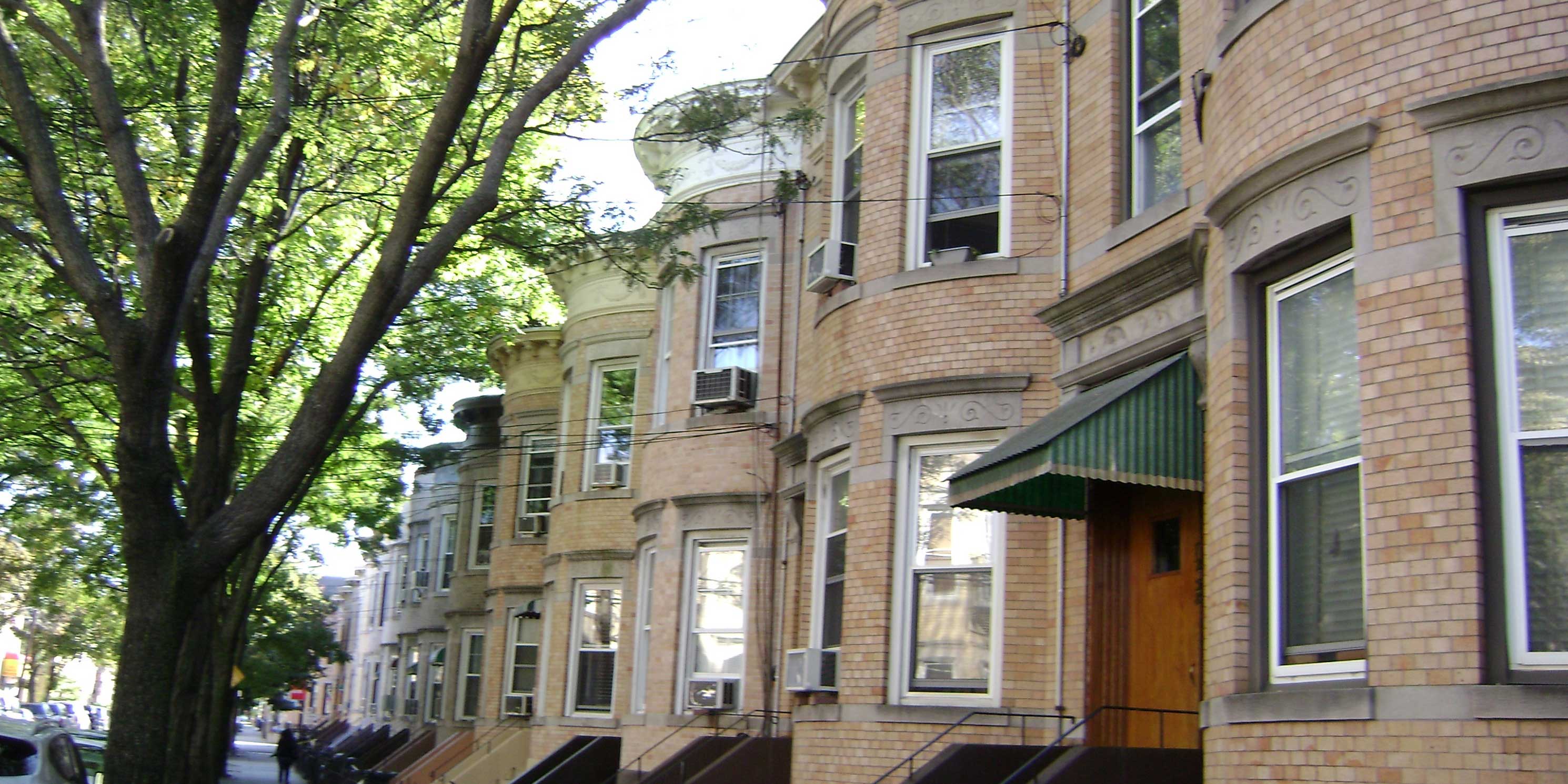 brick row houses in Ridgewood, Queens