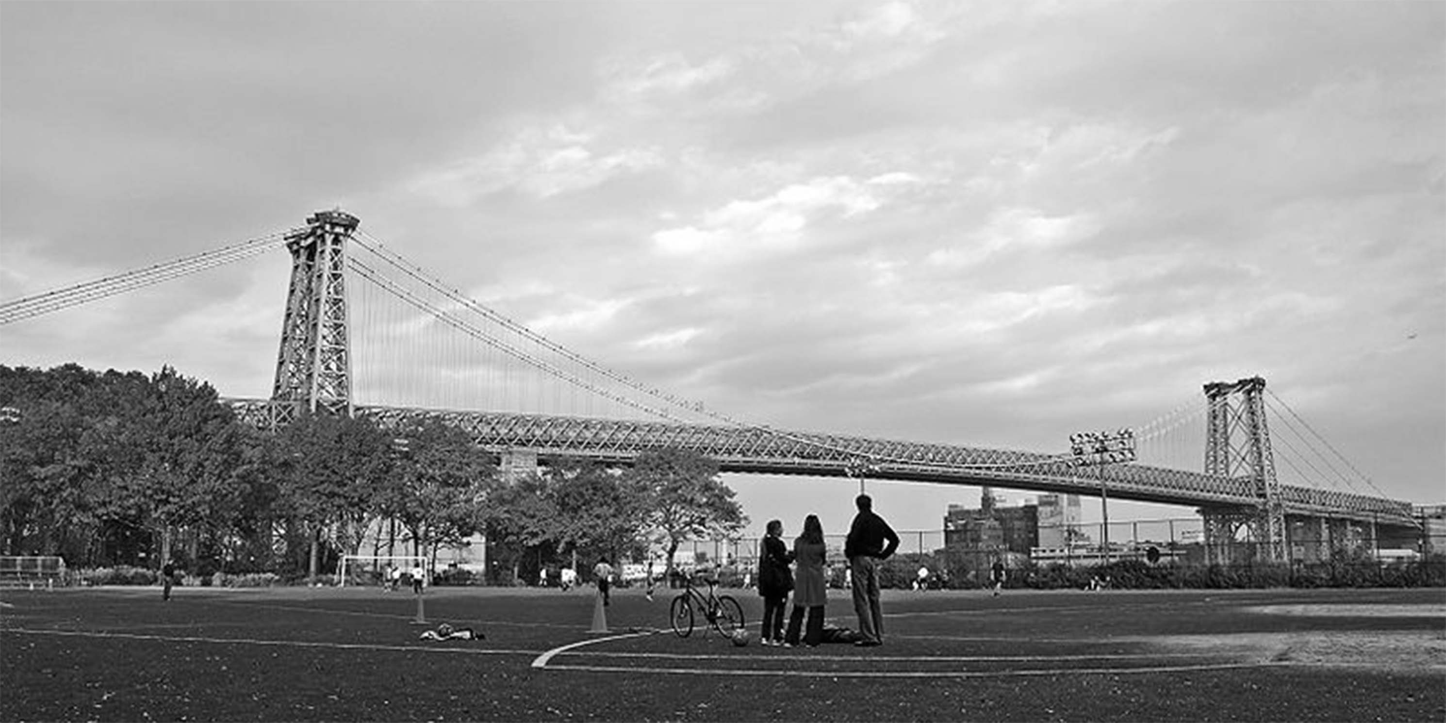 people on a sports field at East River Park in Fall