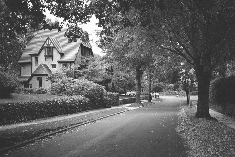 quiet street in Forest Hills Gardens, Queens