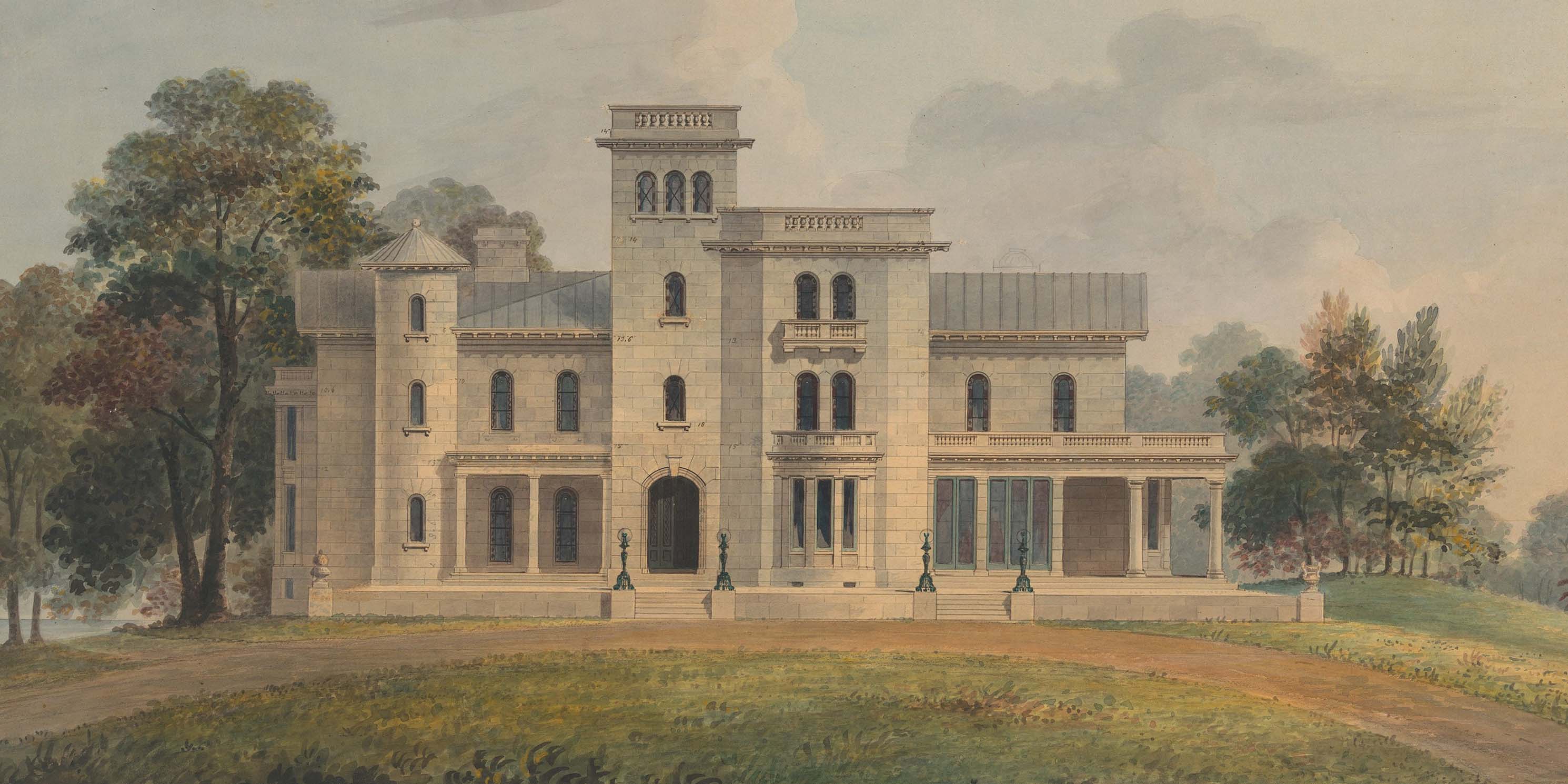 Illustration of the Litchfield Villa in Prospect Park