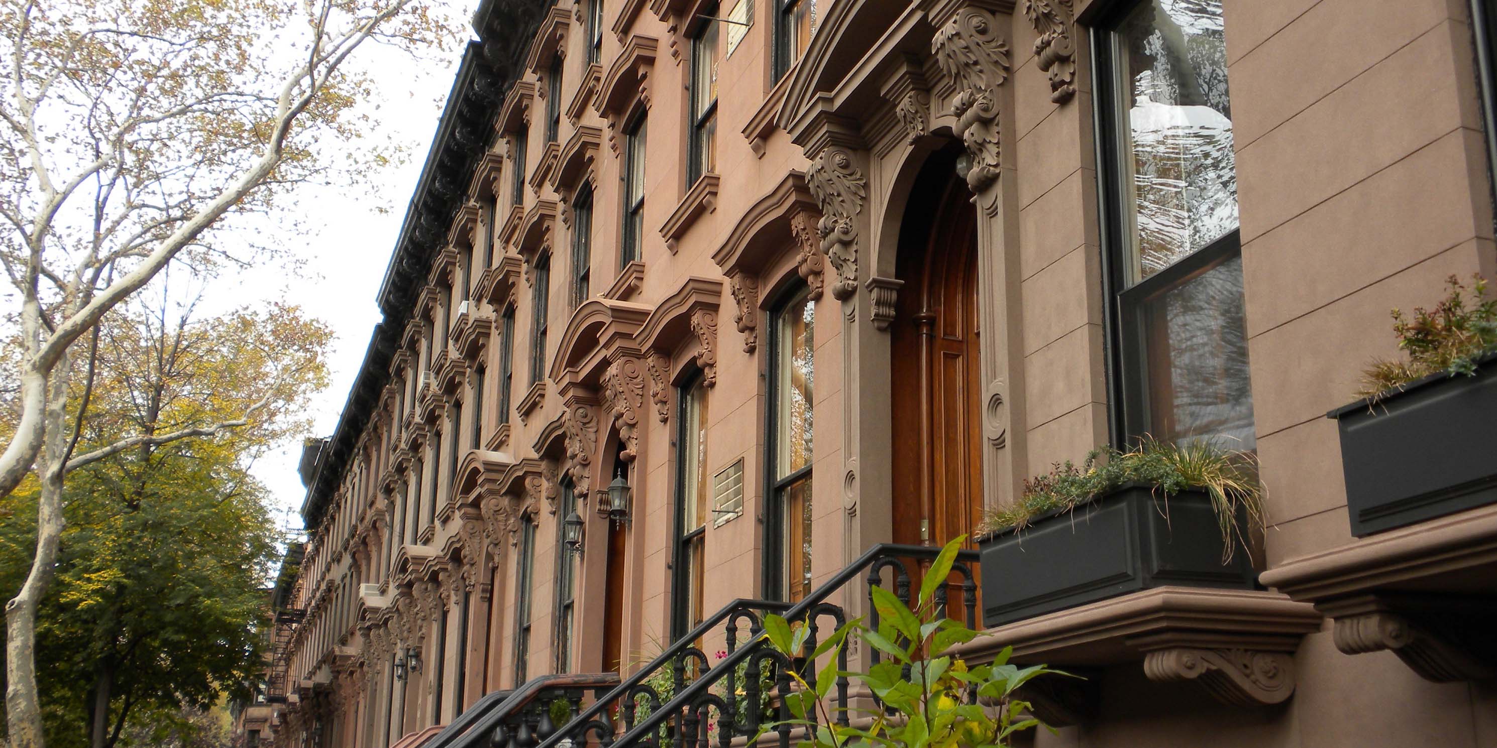 Exterior of brownstones in Fort Greene, Brooklyn