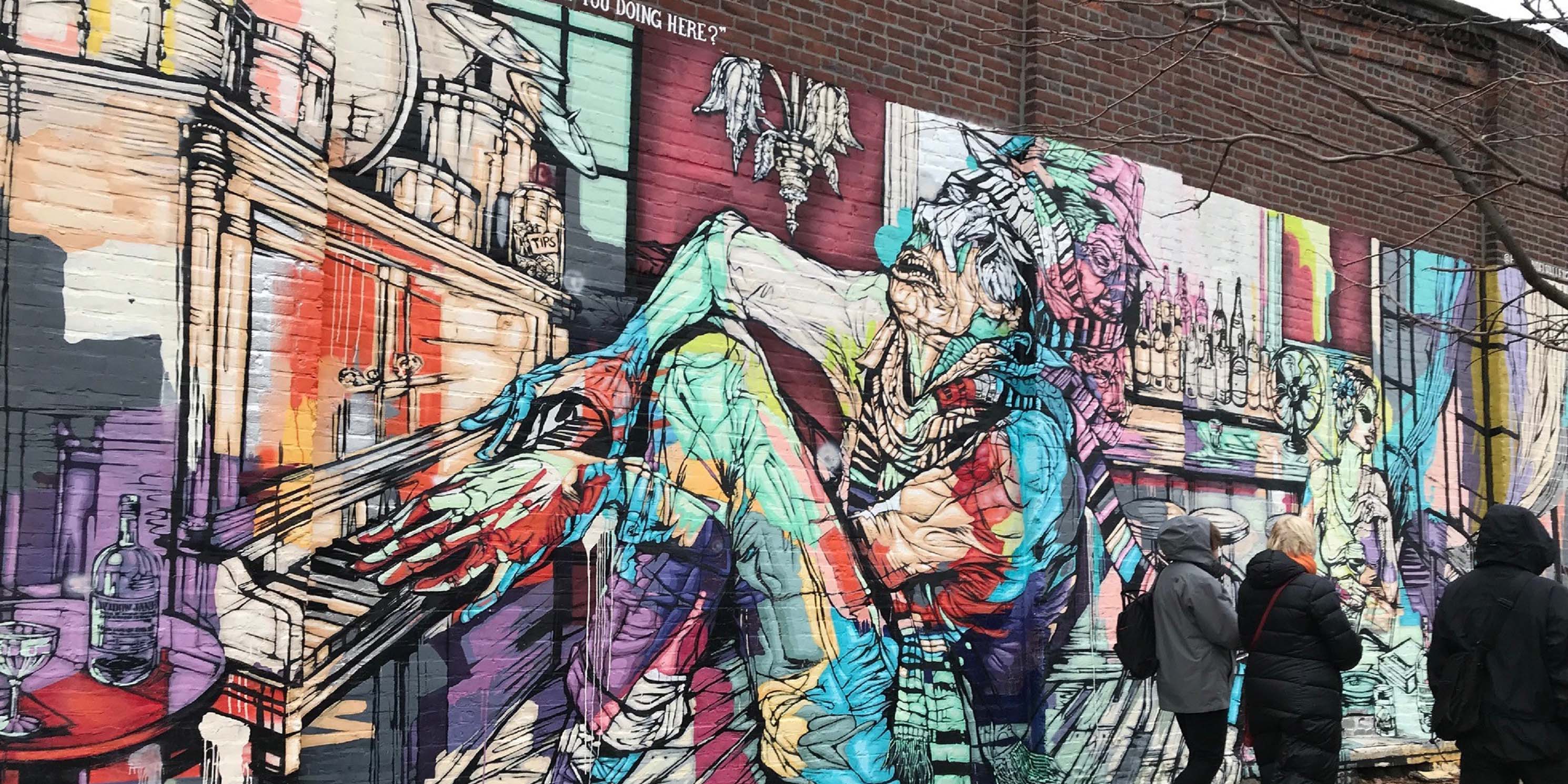 Mural on building in Red Hook, Brooklyn