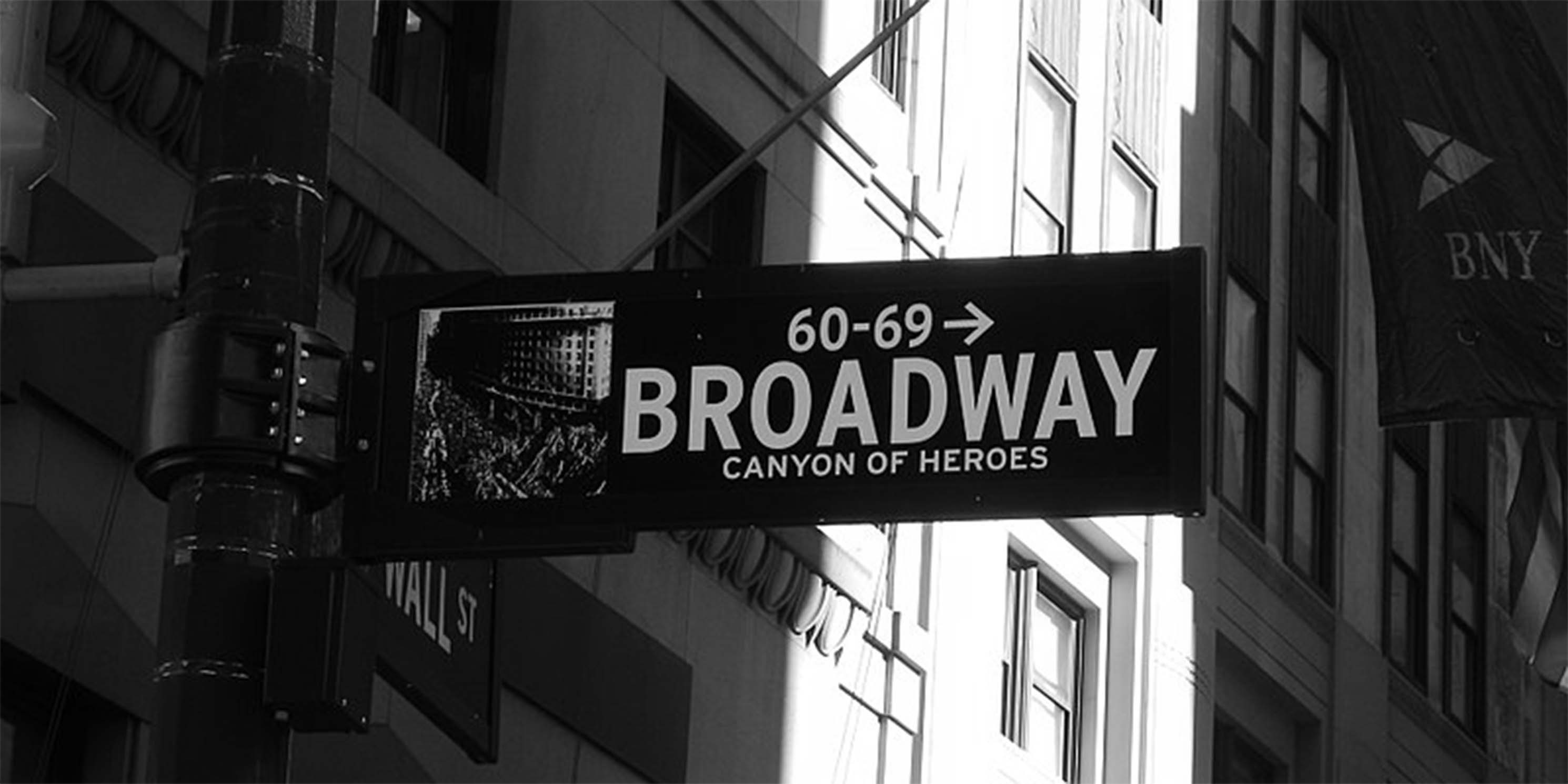 Broadway Canyon of Heroes Street street sign