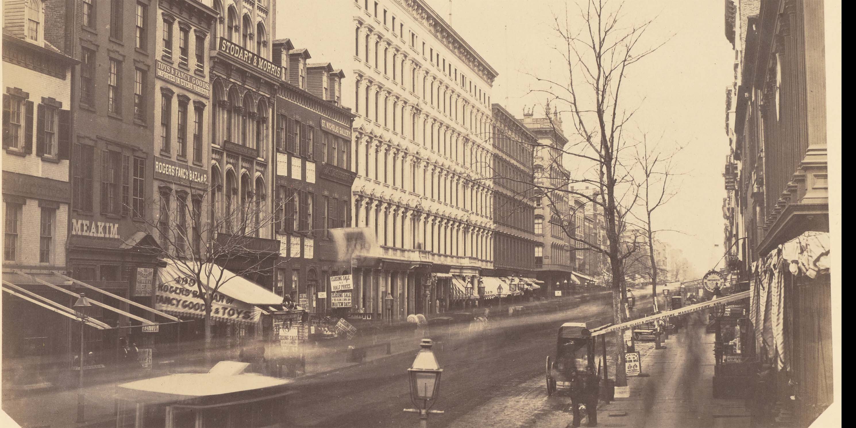 Broadway Looking North from Between Grand and Broome Streets in 1853-1855