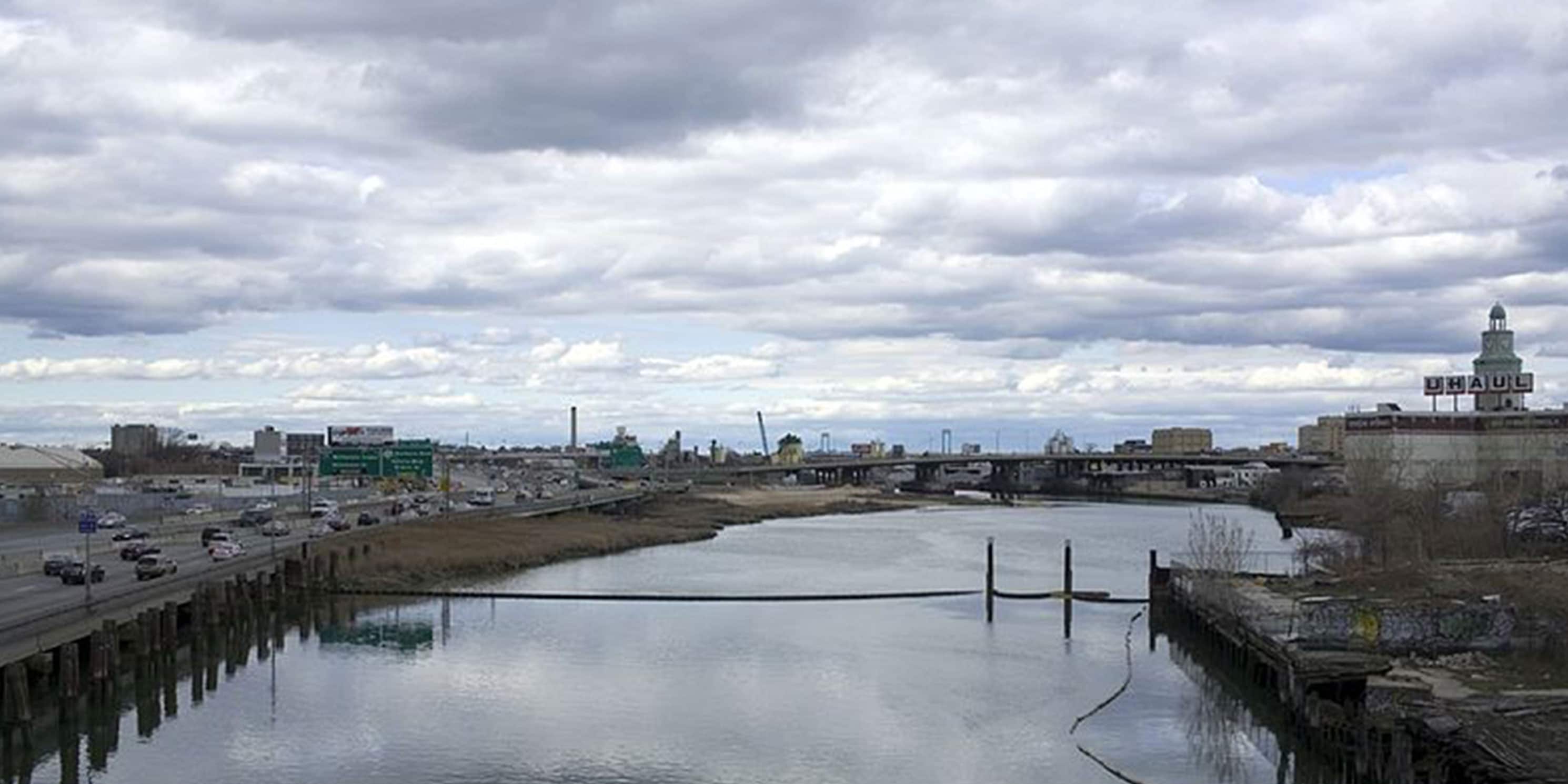 Flushing Creek and the surrounding industrial area and expressway