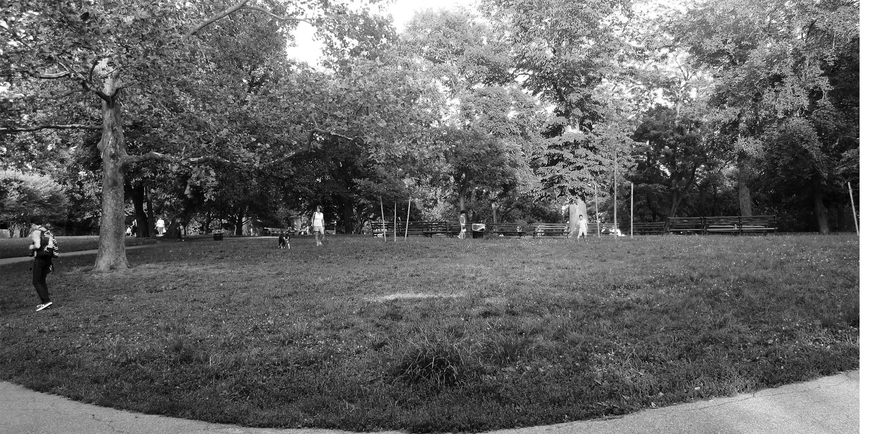 a field in Isham Park in the Inwood neighborhood of Manhattan, New York.