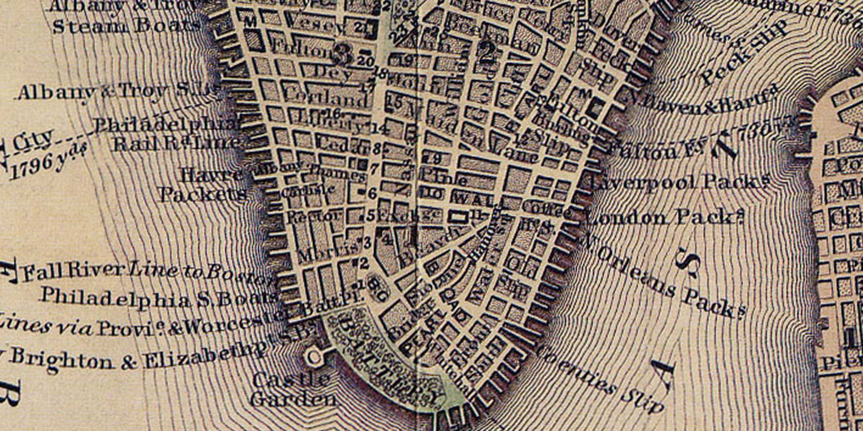 archival map of Lower Manhattan