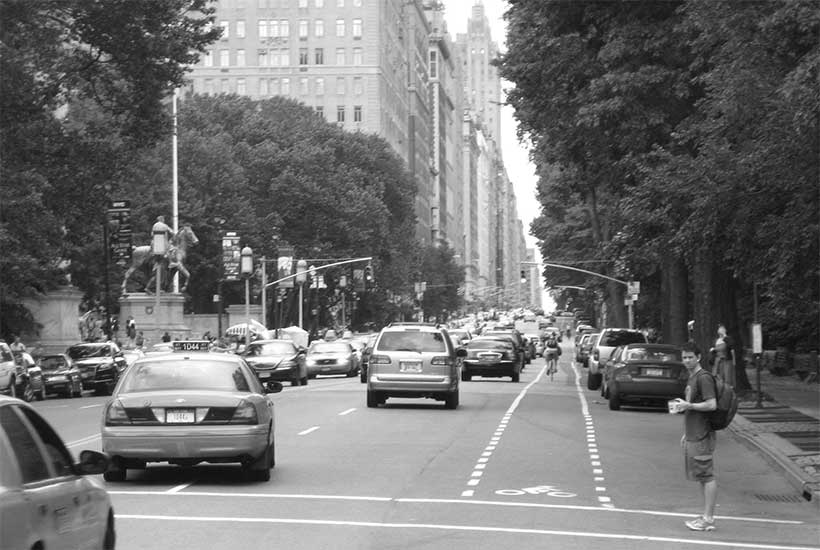 Traffic on Central Park West looking North