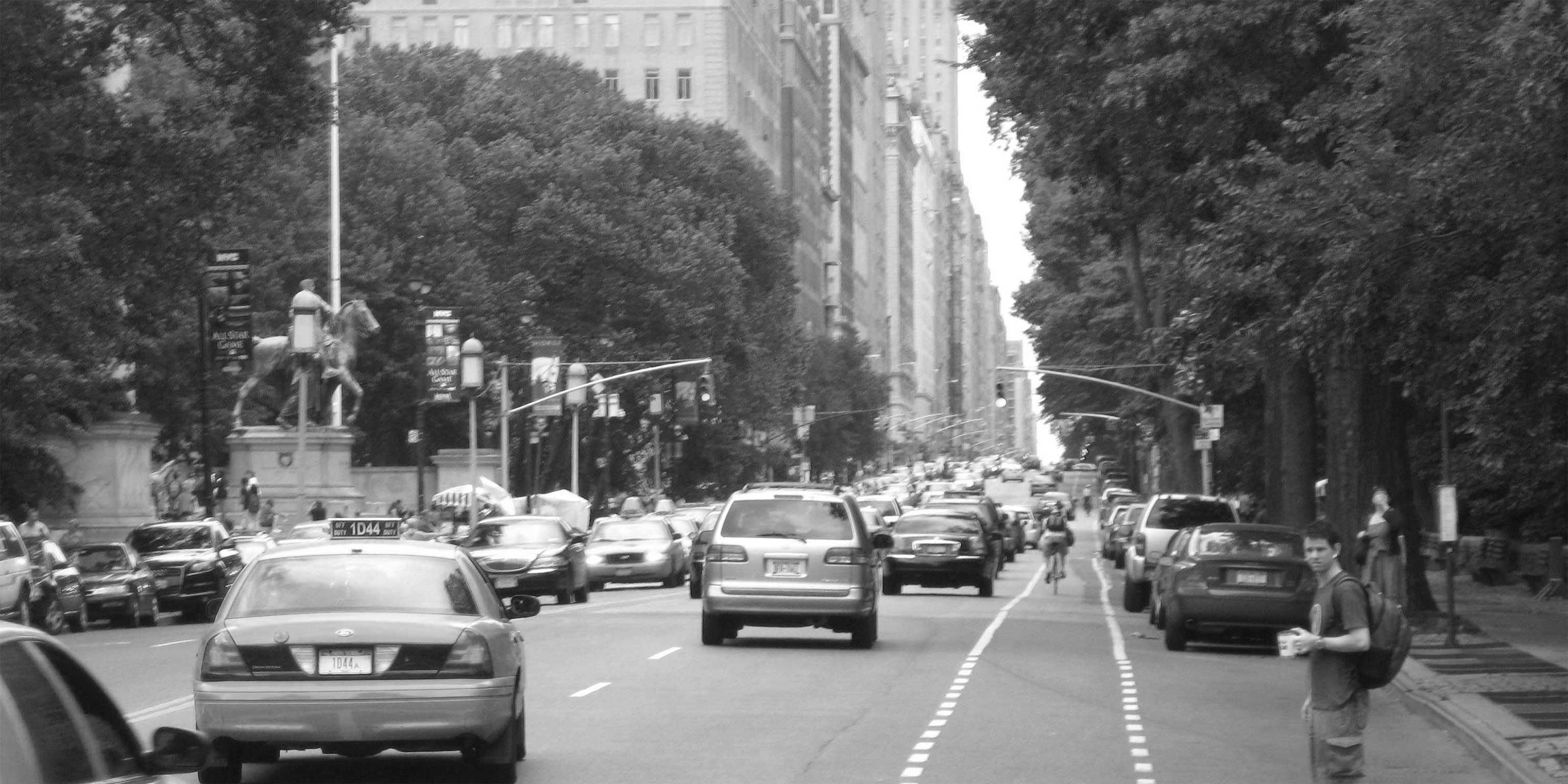 Traffic on Central Park West looking North