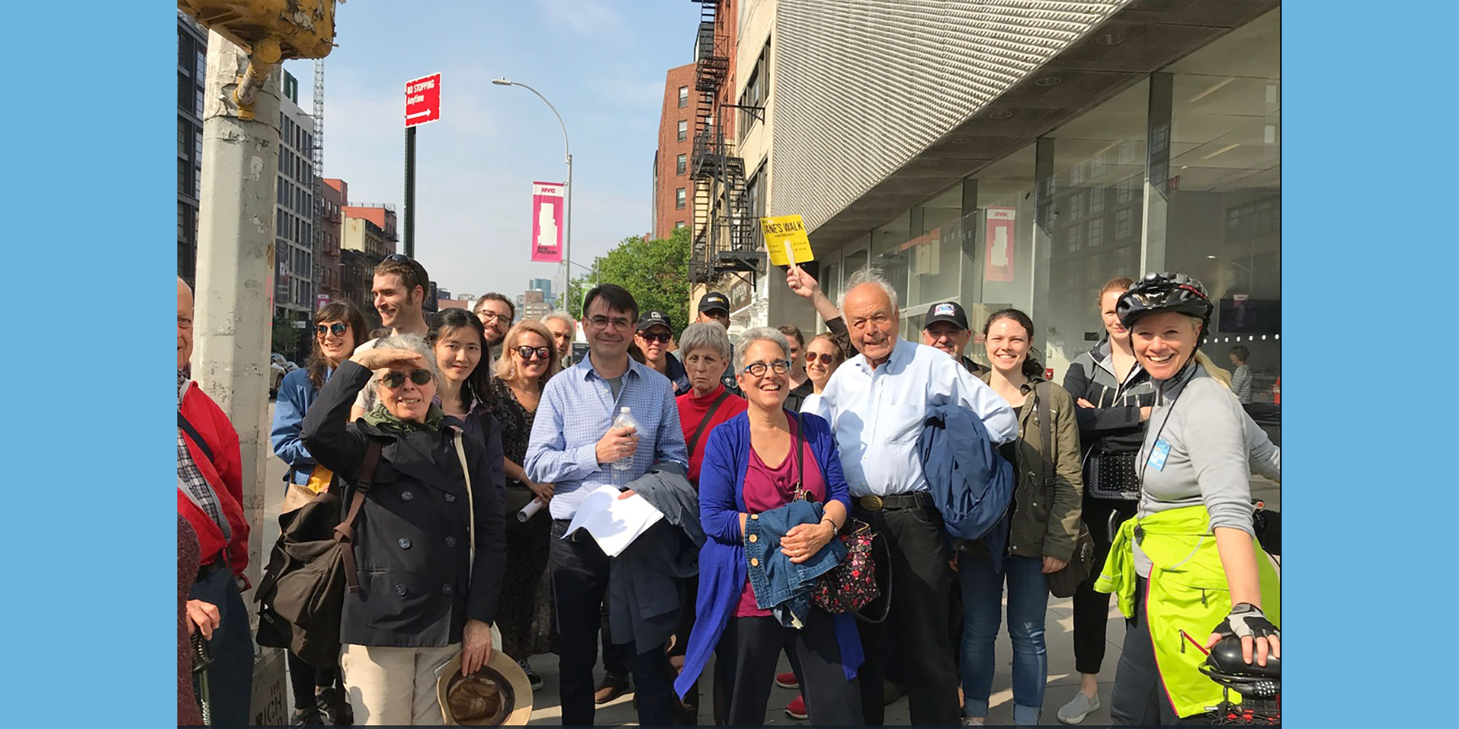 group poses for photo on a Jane's Walk