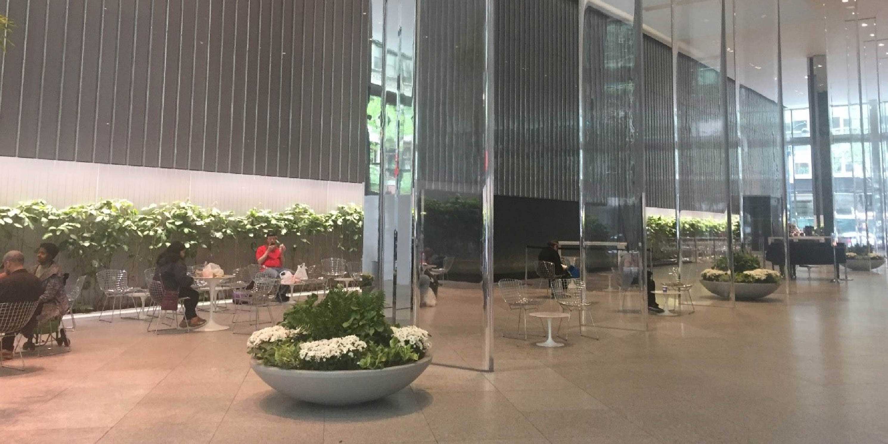 the public space in the lobby of the Blackrock building