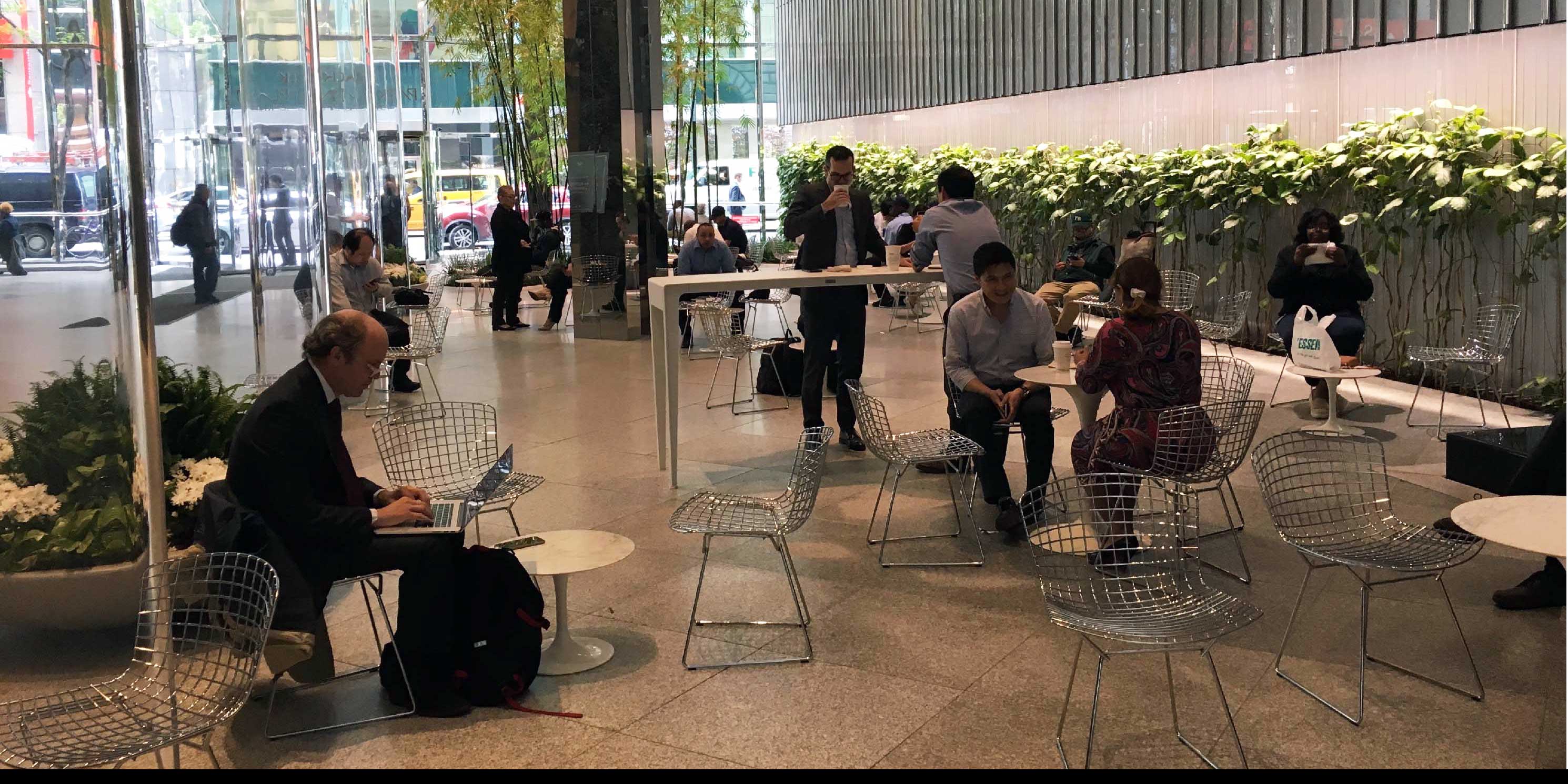 the public space in the lobby of the Blackrock building