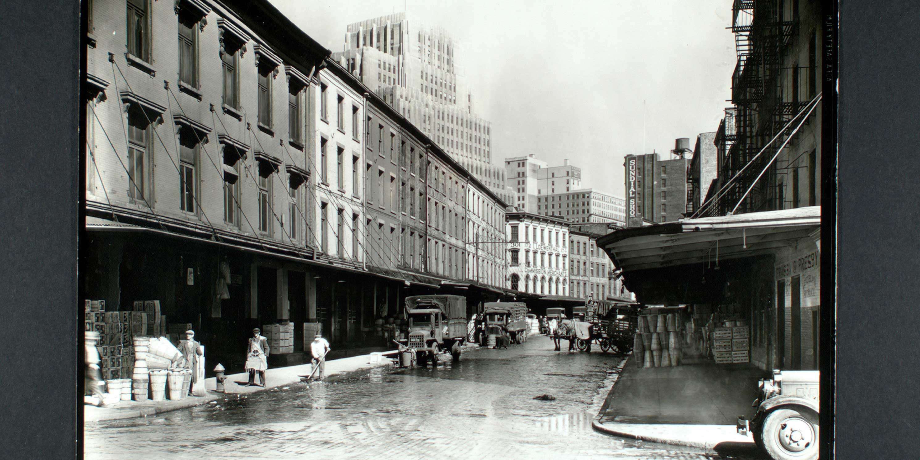 archival photo of warehouses on Reade Street