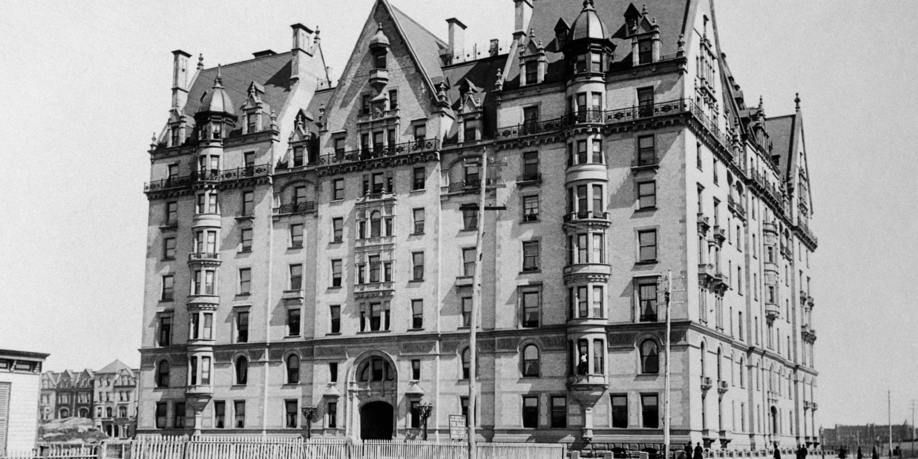 archival photo of the Dakota Building circa 1890