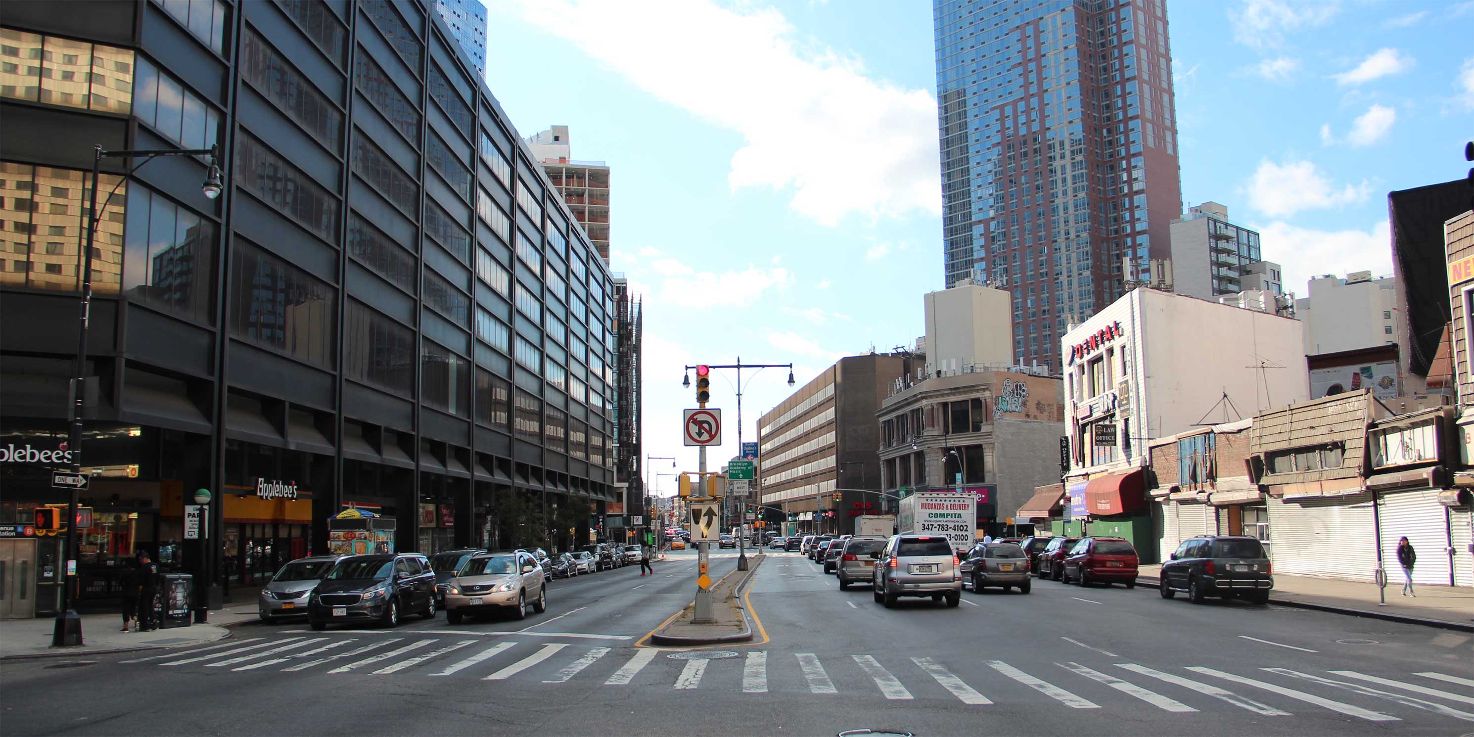 looking down Flatbush Avenue in Brooklyn