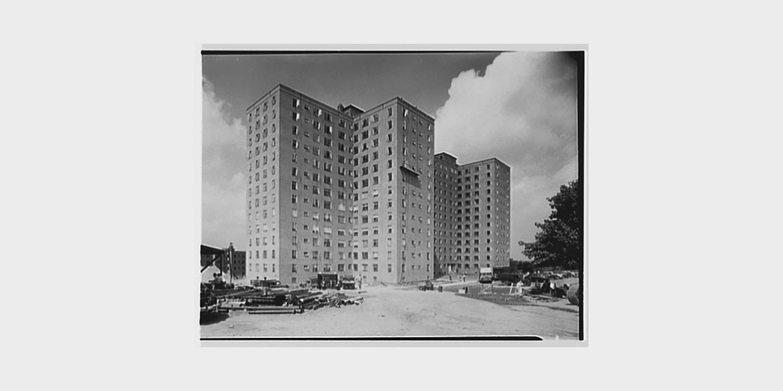 archival photo, Fresh Meadows Housing Development under construction