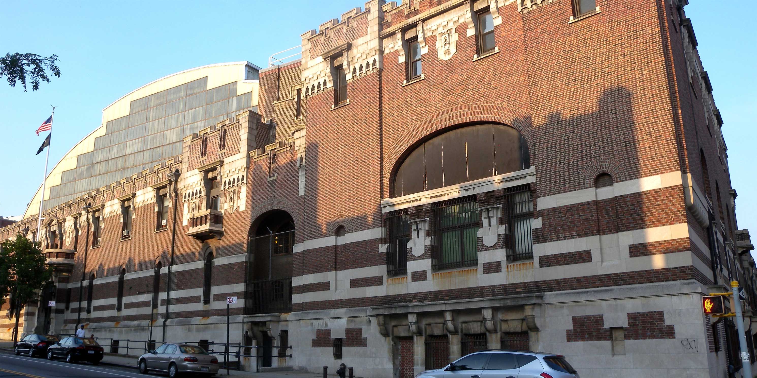 exterior of the armory on President Street in Crown Heights, Brooklyn