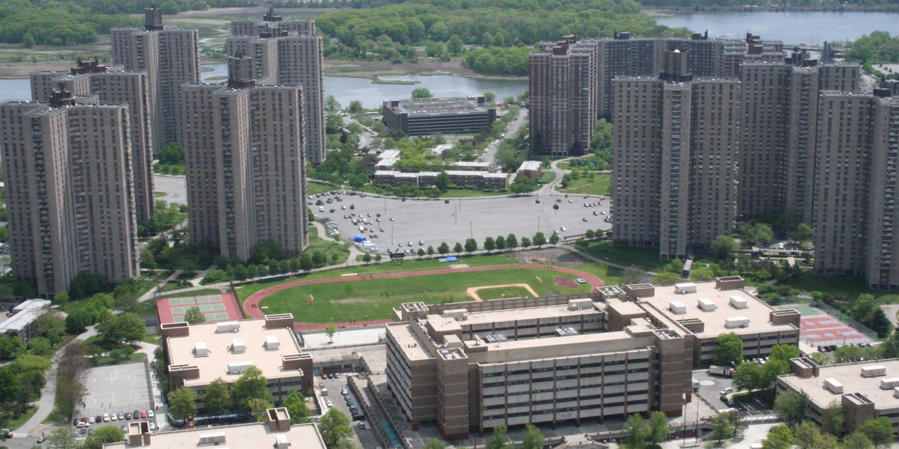 aerial of Harry S Truman High School and Co-Op City