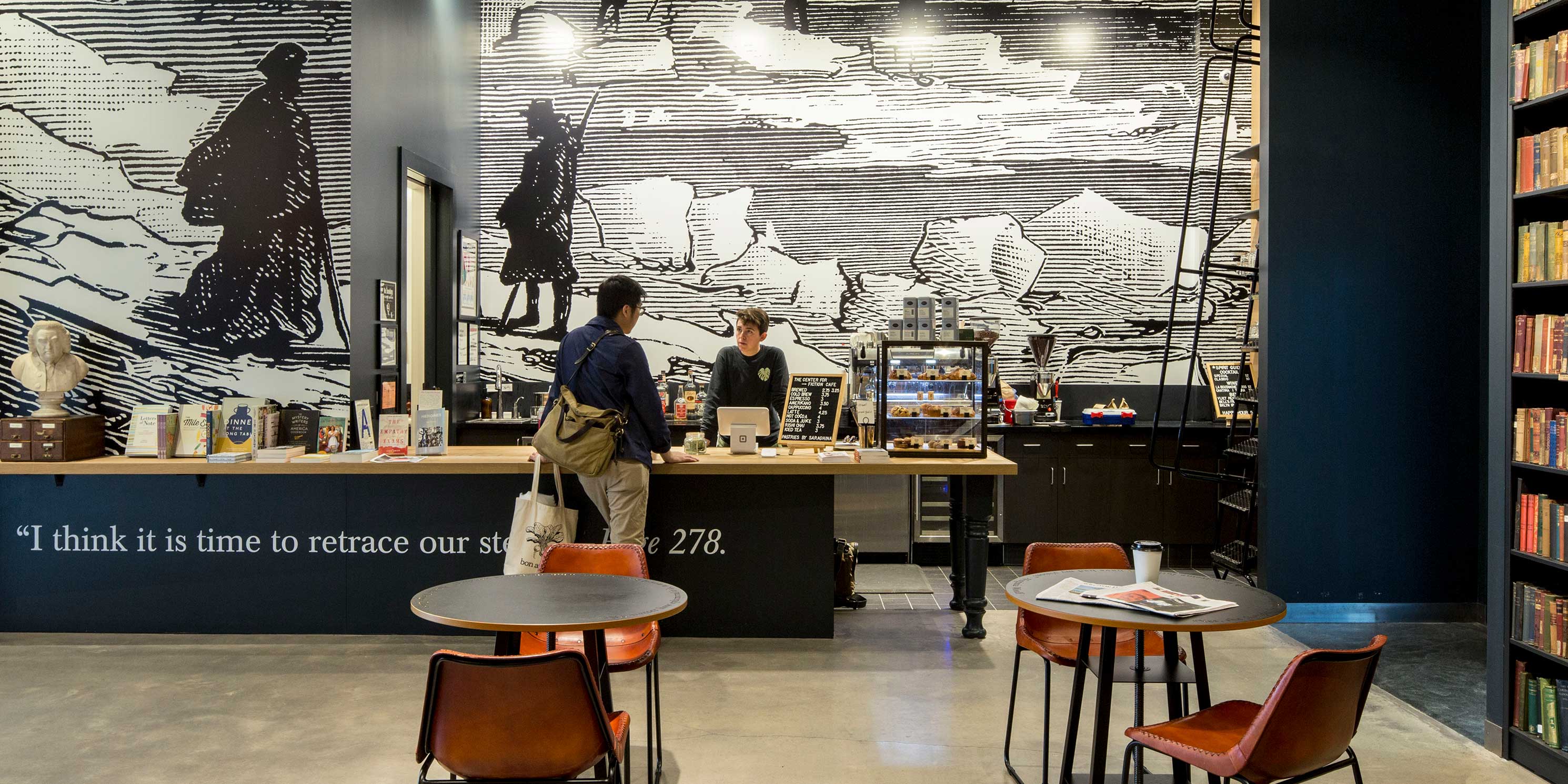 cafe at the Center for Fiction in Brooklyn, New York